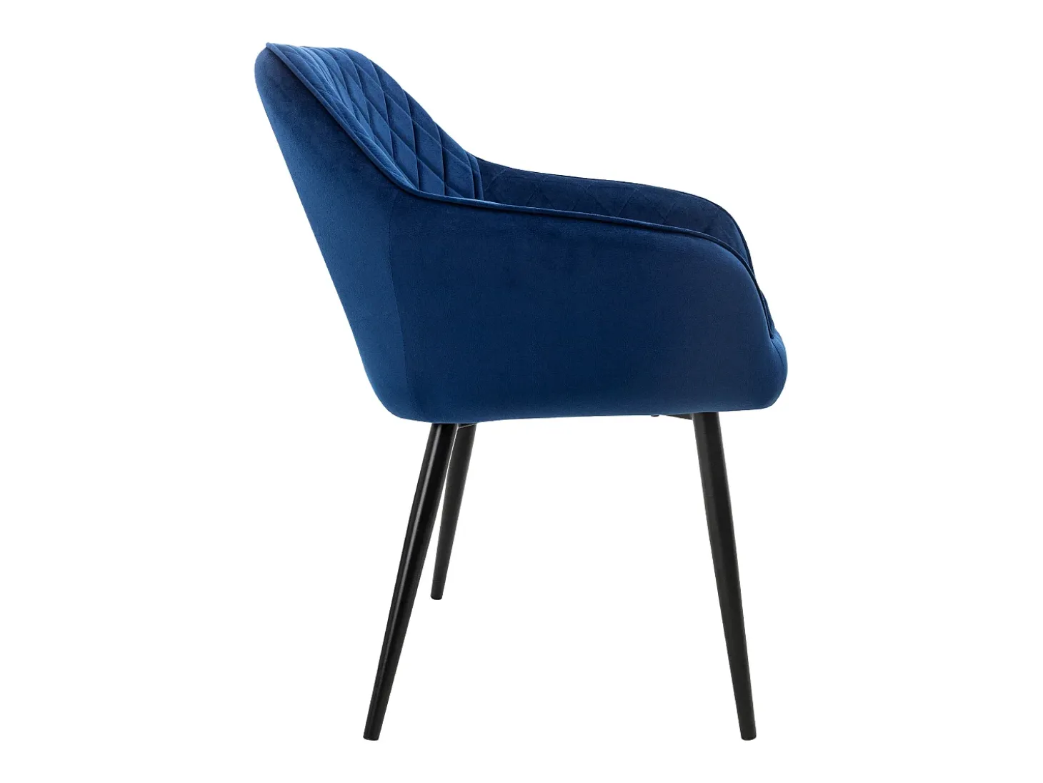 Juego 4 sillas de comedor / salón de terciopelo azul oscuro patas de acero 80cm