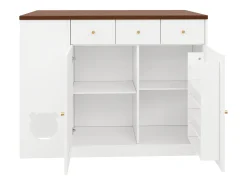 Juego de 2 armarios infantiles 160x50x200 cm - con barras para colgar ropa - con camas para gatos - 4 puertas - blanco + natural