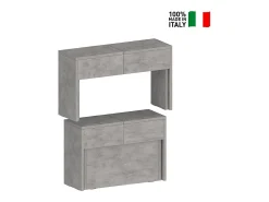Juego de 2 bancos extensibles 66 - 290 cm para mesa de comedor Pratika A + B - Gris
