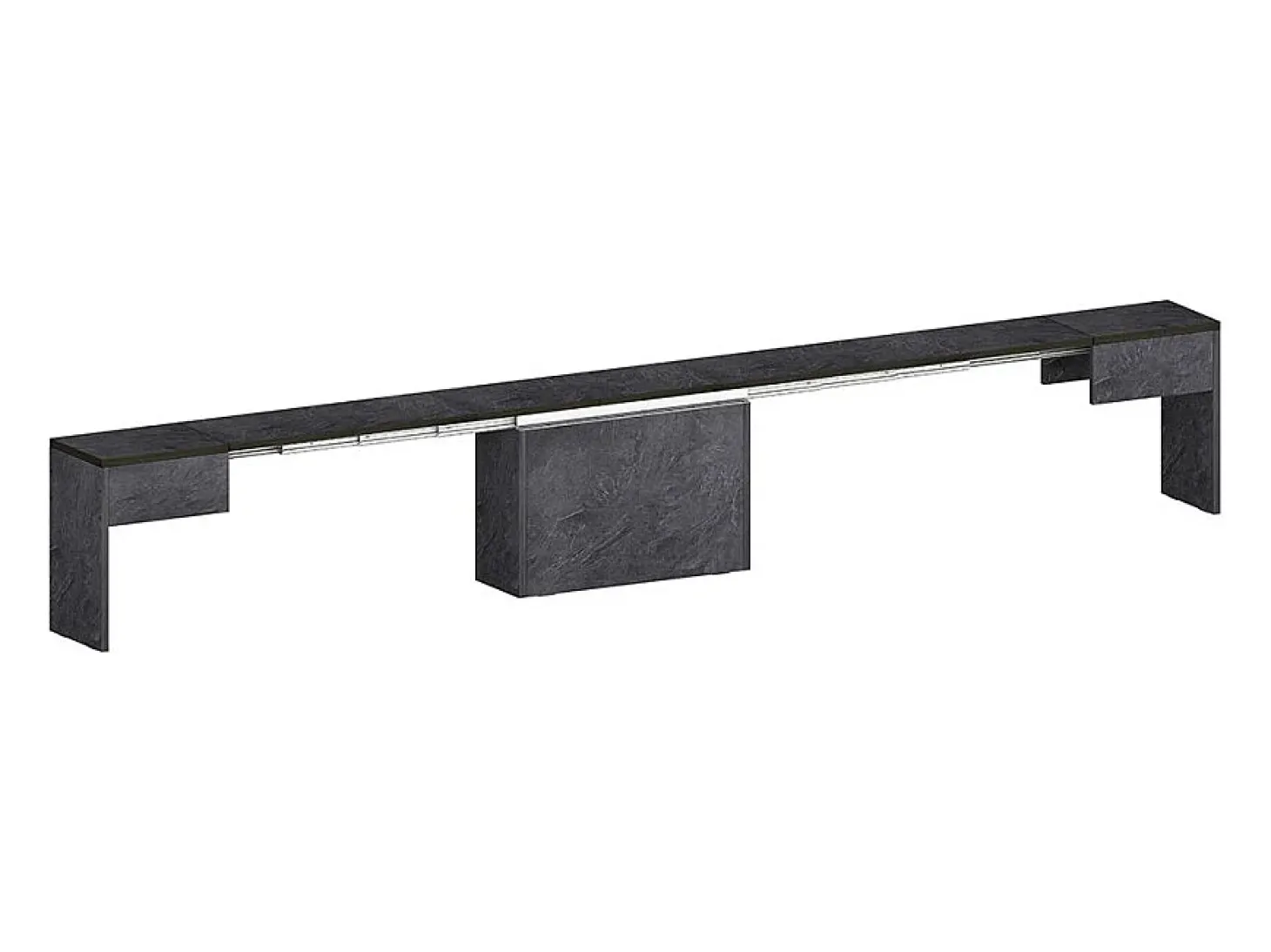 Juego de 2 bancos extensibles 66 - 290 cm para mesa de comedor Pratika A + B - Antracita