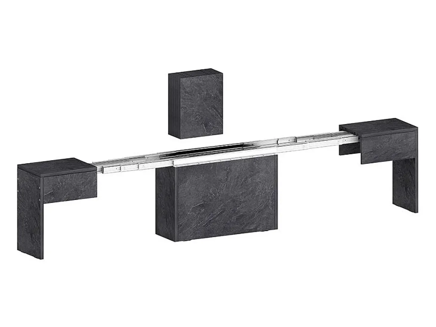 Juego de 2 bancos extensibles 66 - 290 cm para mesa de comedor Pratika A + B - Antracita