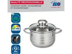 Juego de 2 Cazuelas de Acero Inoxidable Sin PFAS 12 y 14 cm Elo Brillante - Compatibles con Todo Tipo de Cocinas, Antiadherentes, Duraderas