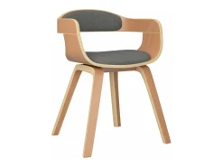 Juego de 2 Silla de comedor madera curvada y tela gris claro ES599637