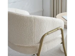 Juego de 1 silla de comedor moderna de terciopelo de piel de cordero con acabado dorado (1 pieza), con patas doradas, 49 x 18 x 78 cm, color blanco