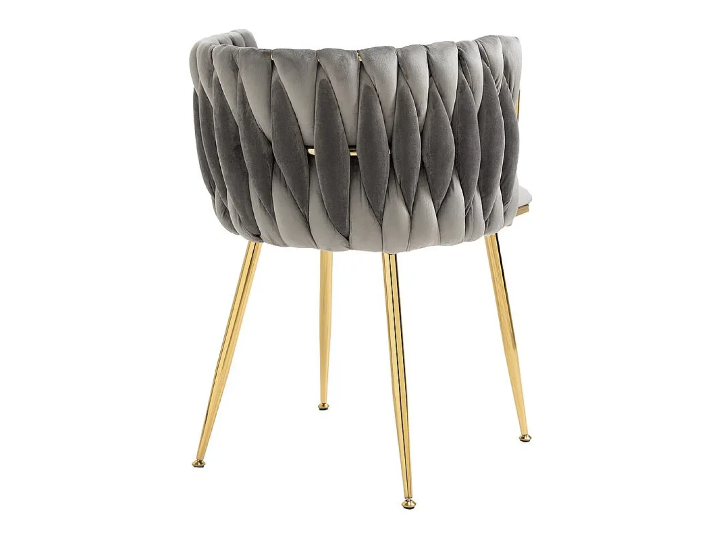 Juego de 2 Silla en terciopelo gris - patas de metal con patines antideslizantes - 54x52x72cm