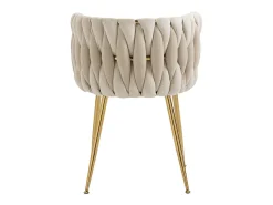 Juego de 2 Silla en terciopelo beige - patas de metal con patines antideslizantes - 54x52x72cm