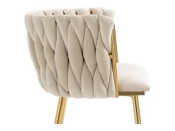 Juego de 2 Silla en terciopelo beige - patas de metal con patines antideslizantes - 54x52x72cm