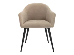 Juego de 2 sillas - con reposabrazos - Efecto terciopelo y metal - Beige - BIBO
