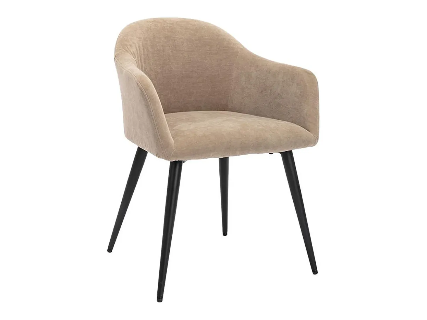 Juego de 2 sillas - con reposabrazos - Efecto terciopelo y metal - Beige - BIBO