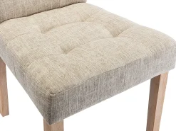 Juego de 6 sillas - Tela beige y Patas de madera natural - VILLOSA