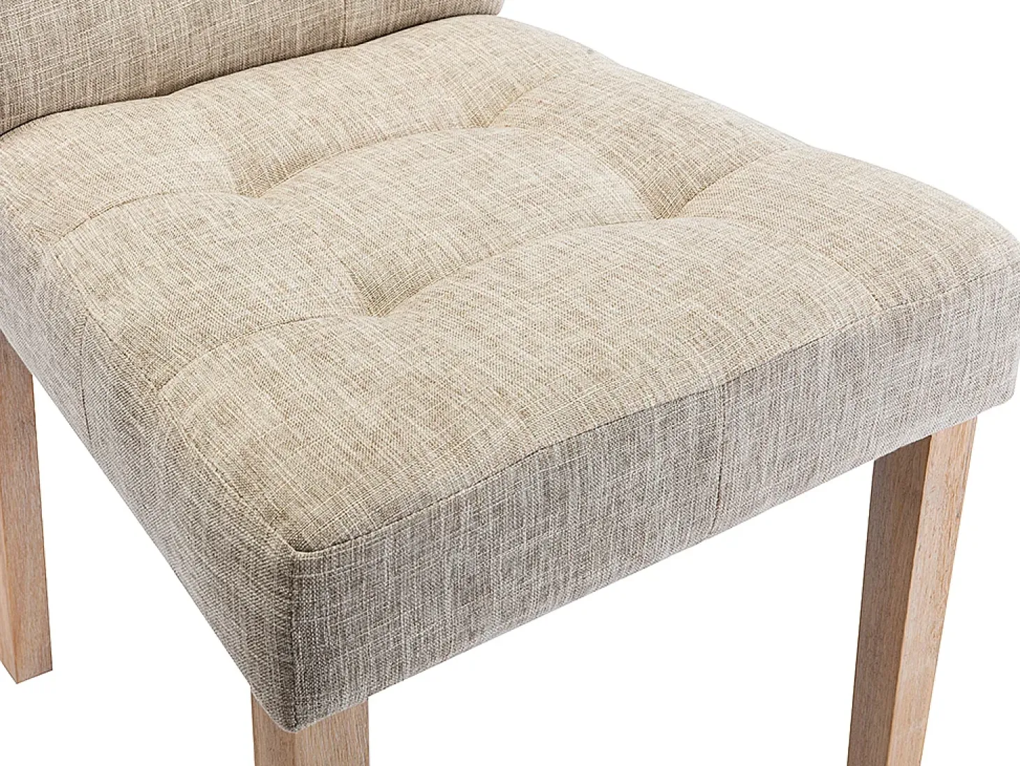 Juego de 6 sillas - Tela beige y Patas de madera natural - VILLOSA
