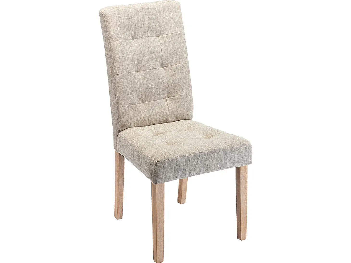 Juego de 6 sillas - Tela beige y Patas de madera natural - VILLOSA