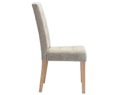 Juego de 6 sillas - Tela beige y Patas de madera natural - VILLOSA
