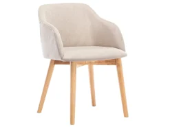 Juego de 6 sillas - Tela y hevea - Beige - JELISA