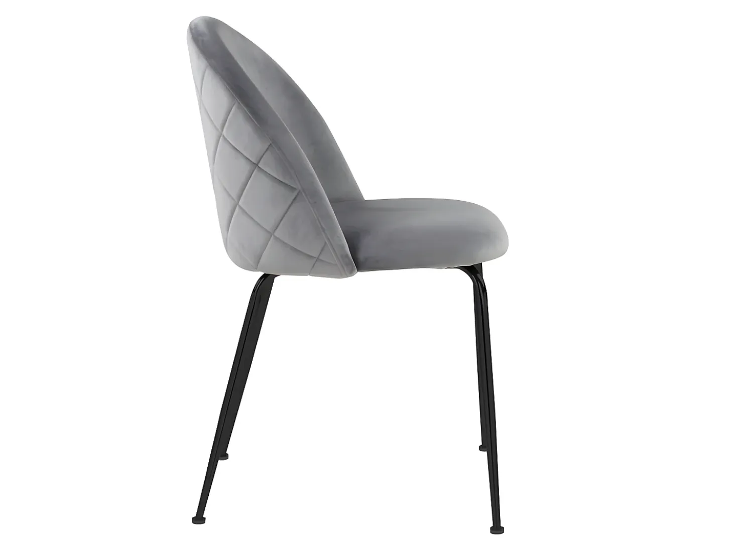 Juego de 6 sillas - Terciopelo y metal negro mate - Gris. MELBOURNE