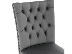 Juego de 2 sillas acolchadas de terciopelo - estructura de madera maciza - gris