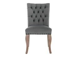 Juego de 2 sillas acolchadas de terciopelo - estructura de madera maciza - gris