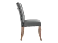 Juego de 2 sillas acolchadas de terciopelo - estructura de madera maciza - gris