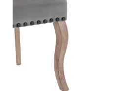 Juego de 2 sillas acolchadas de terciopelo - estructura de madera maciza - gris