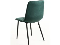 Juego de 2 sillas ARIEL – Terciopelo acolchado con rombos y patas de acero negro-Verde