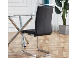 Juego de 4 sillas cantilever de piel sintética - Patas de metal - Sin reposabrazos - Negro