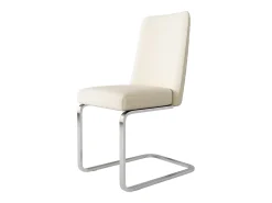 Juego de 4 sillas cantilever de terciopelo - respaldo con diseño de rombos - base de metal plateado - Beige
