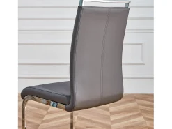 Juego de 4 sillas cantilever de PU gris con estructura de metal plateado