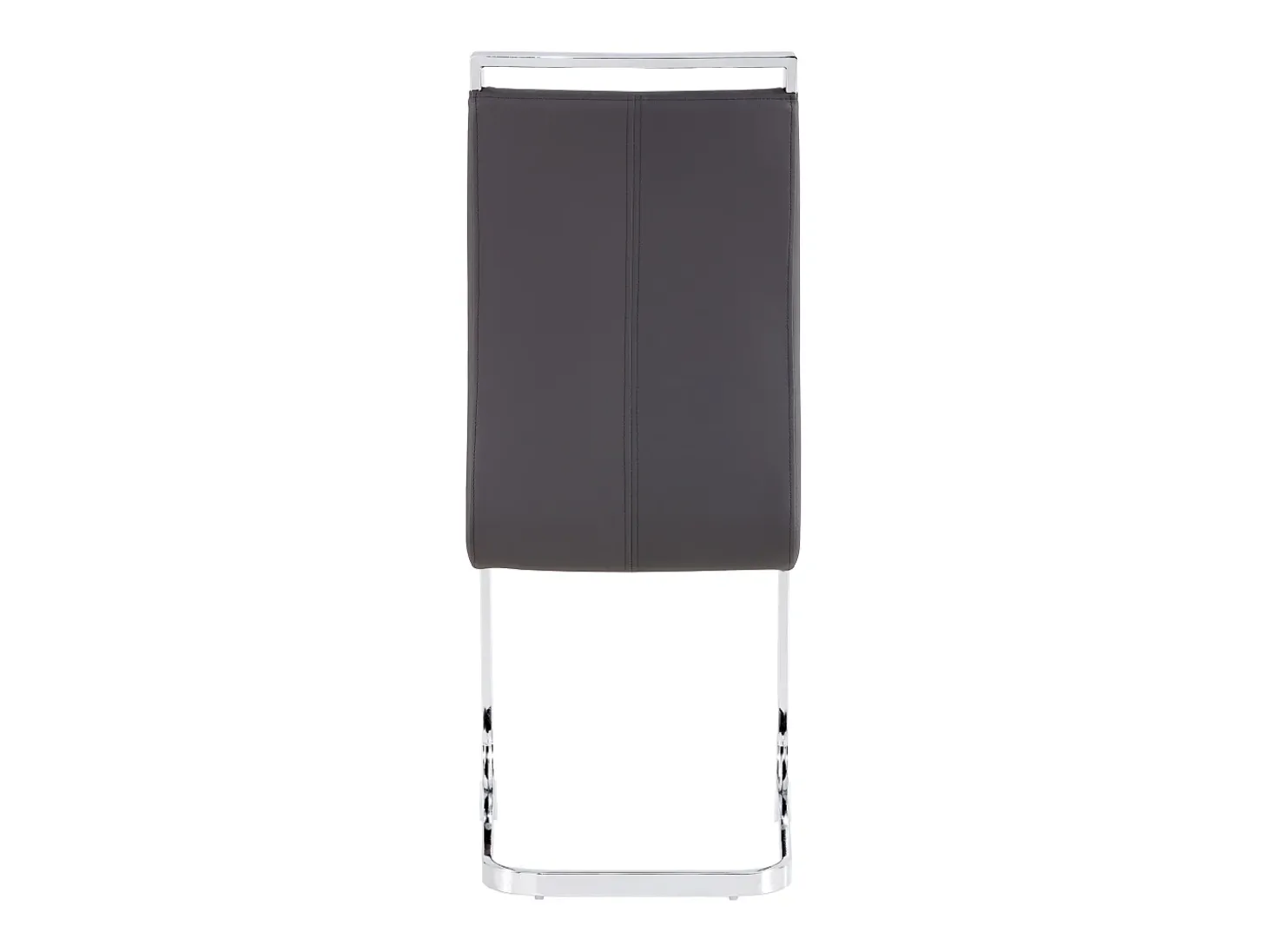 Juego de 4 sillas cantilever de PU gris con estructura de metal plateado
