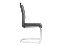 Juego de 4 sillas cantilever de PU gris con estructura de metal plateado