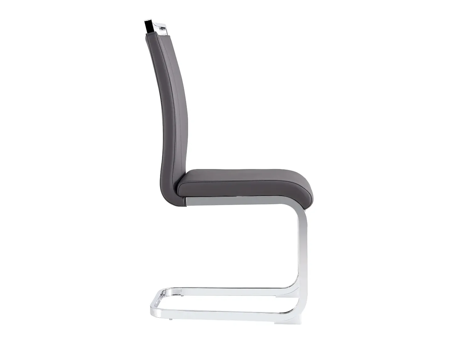 Juego de 4 sillas cantilever de PU gris con estructura de metal plateado