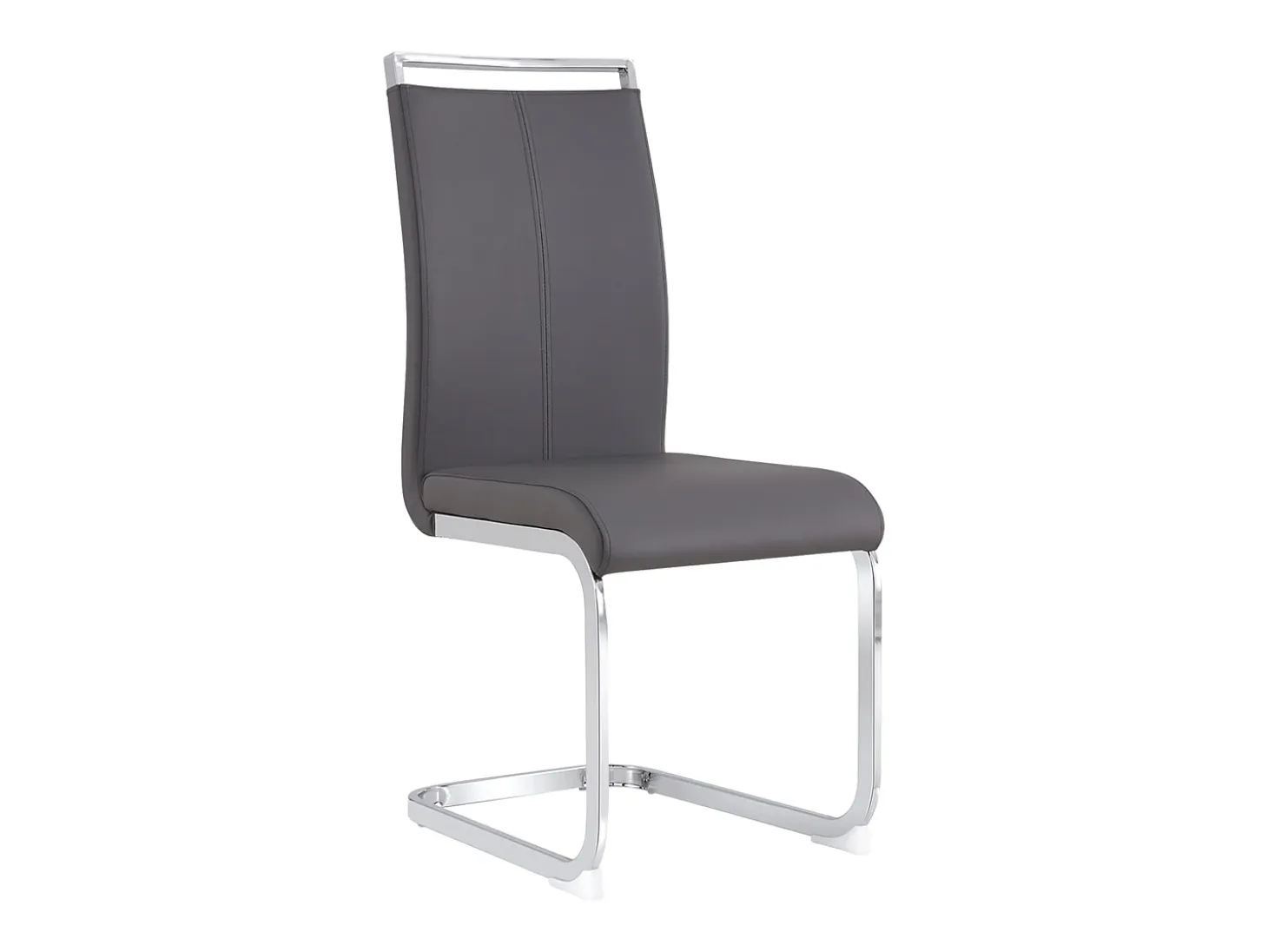 Juego de 4 sillas cantilever de PU gris con estructura de metal plateado