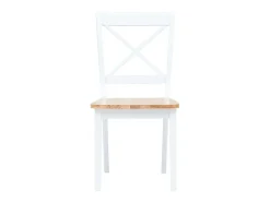 Juego de 2 Sillas comedor madera maciza caucho blanco y madera claro ES900161