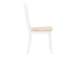 Juego de 4 Sillas comedor madera maciza caucho blanco y madera claro ES837133
