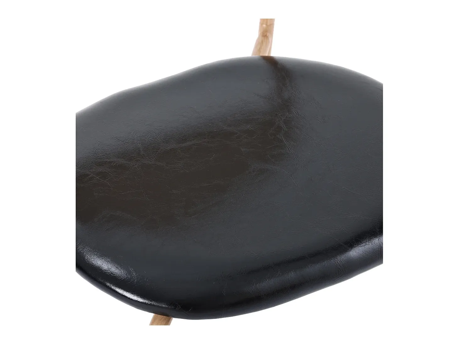 Juego de 4 sillas con asientos de PU y patas de metal, respaldos de ratán natural – negro y marrón