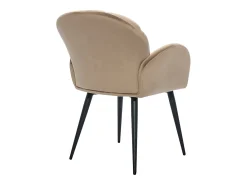 Juego de 6 sillas con brazos de terciopelo y metal negro - Beige - LANSENA