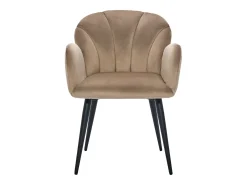 Juego de 6 sillas con brazos de terciopelo y metal negro - Beige - LANSENA