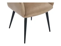 Juego de 6 sillas con brazos de terciopelo y metal negro - Beige - LANSENA