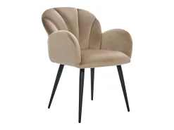 Juego de 6 sillas con brazos de terciopelo y metal negro - Beige - LANSENA
