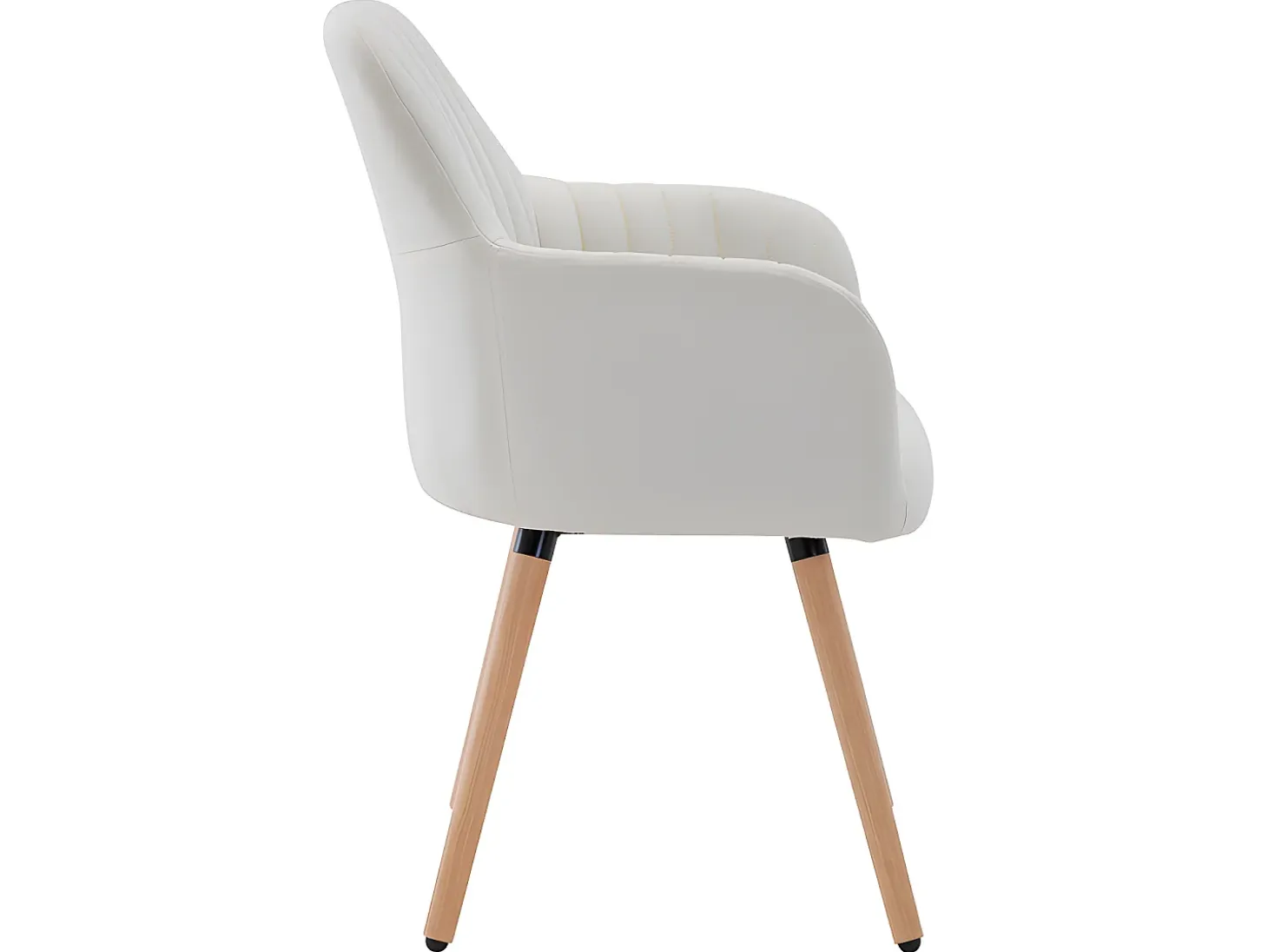 Juego de 2 sillas con brazos - Tela y metal efecto madera - Crema - ELEANA