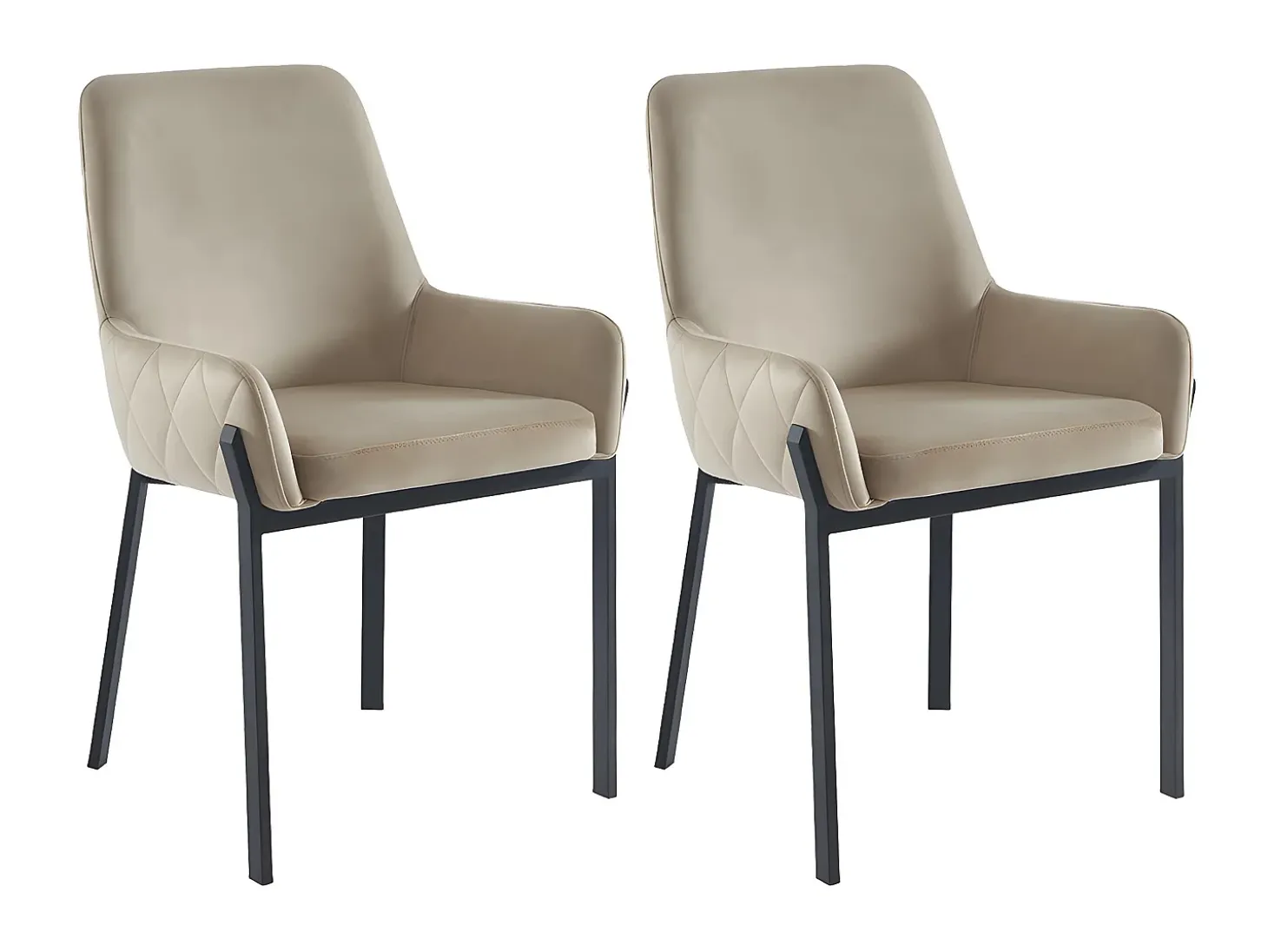 Juego de 2 sillas con brazos de terciopelo y metal - Beige - CAROLONA