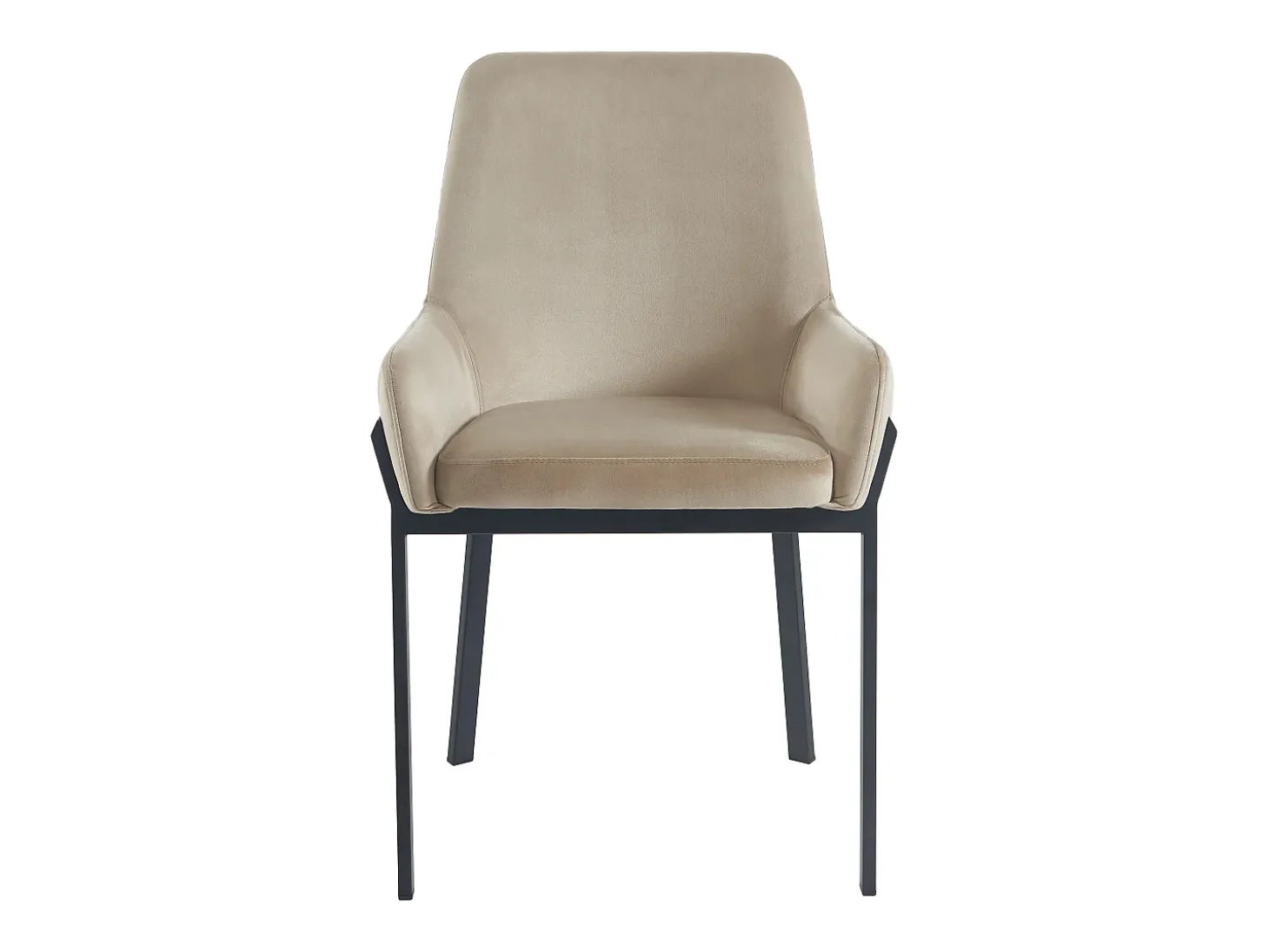 Juego de 2 sillas con brazos de terciopelo y metal - Beige - CAROLONA