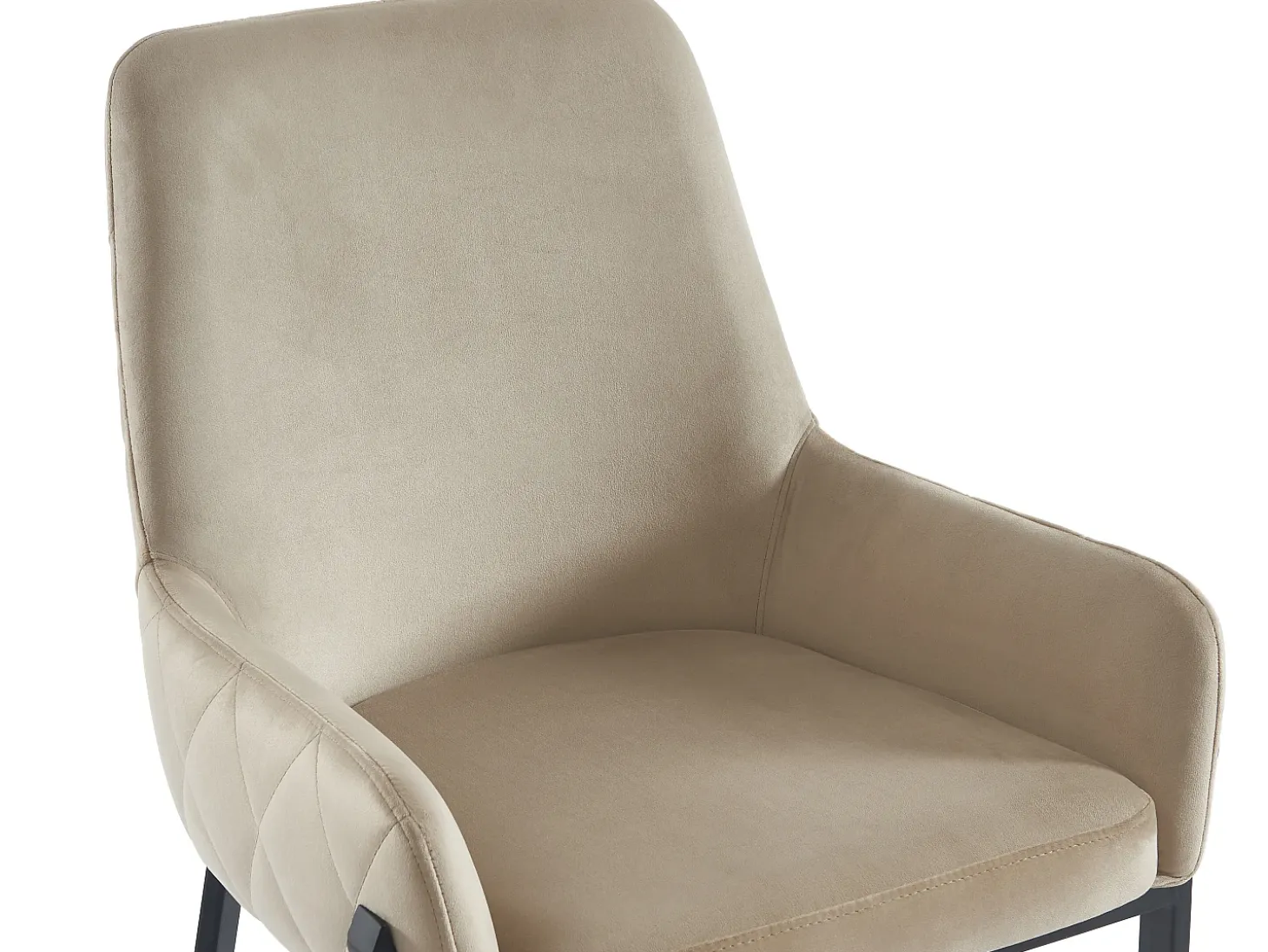 Juego de 2 sillas con brazos de terciopelo y metal - Beige - CAROLONA