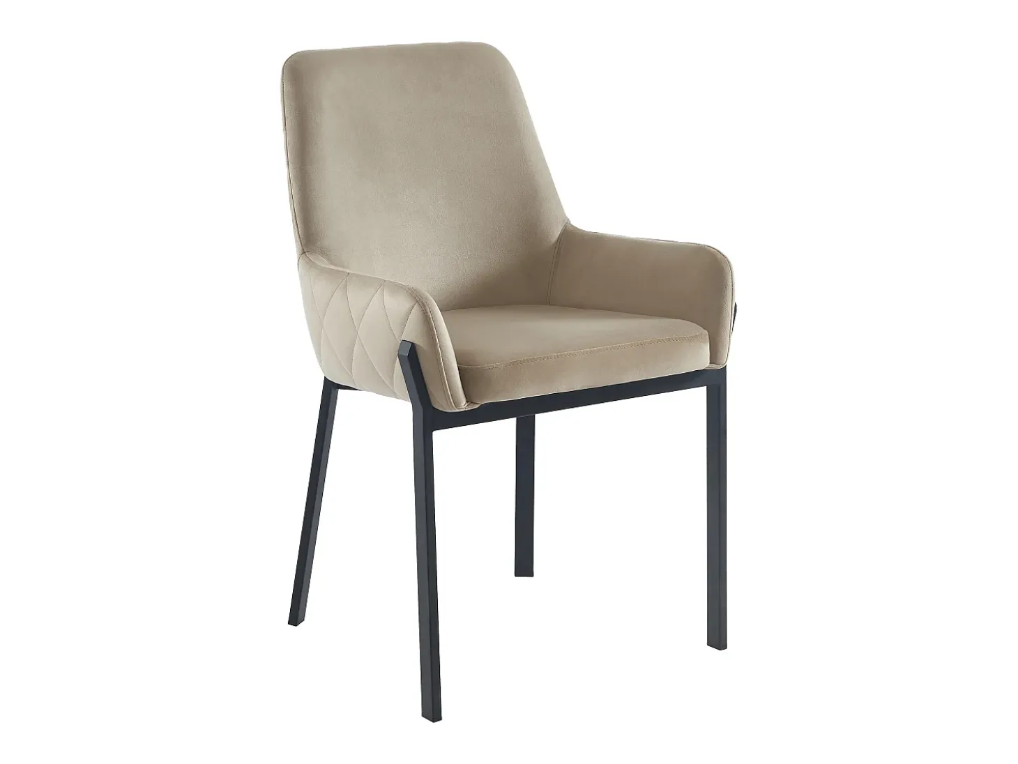 Juego de 2 sillas con brazos de terciopelo y metal - Beige - CAROLONA