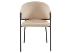 Juego de 6 sillas con brazos de tela y metal - Beige - ORDIDA