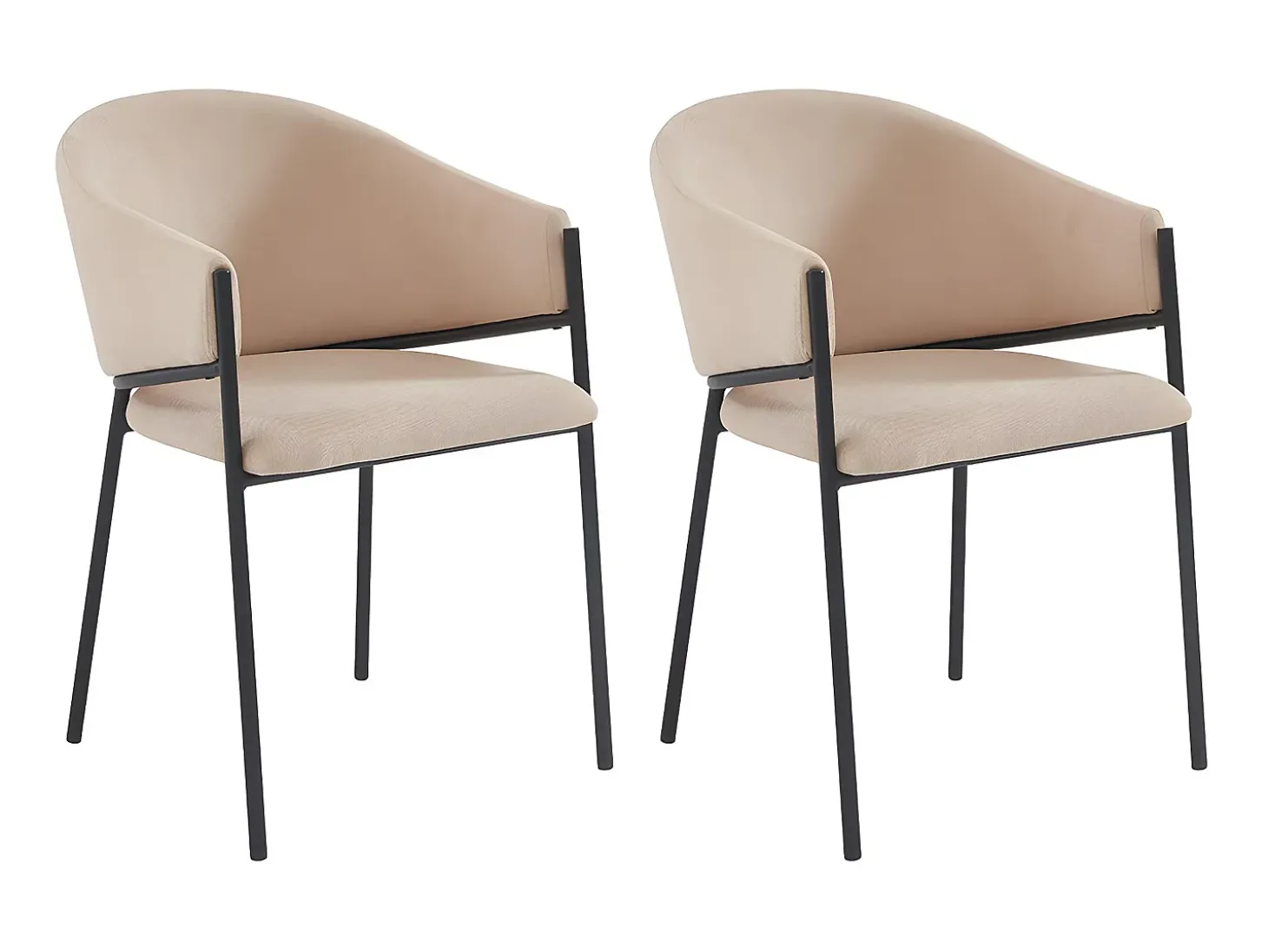Juego de 2 sillas con brazos de tela y metal - Beige - ORDIDA