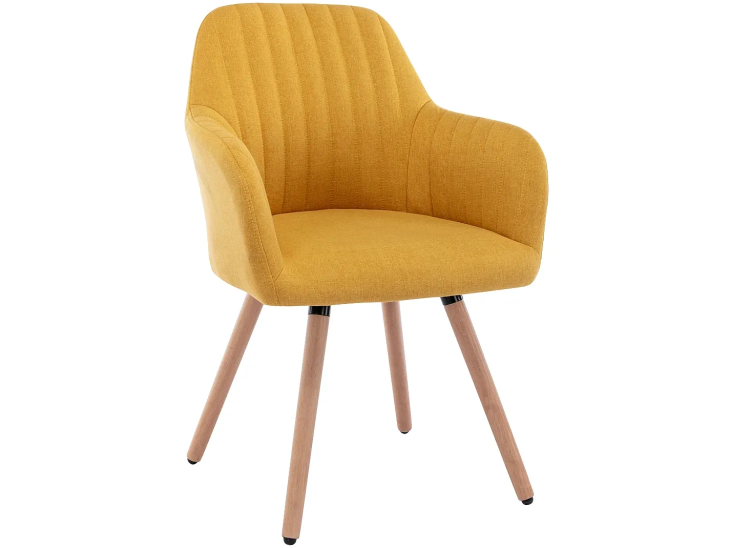 Juego de 2 sillas con brazos - Tela y metal efecto madera - Amarillo - ELEANA