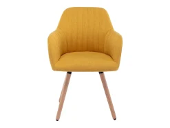 Juego de 2 sillas con brazos - Tela y metal efecto madera - Amarillo - ELEANA