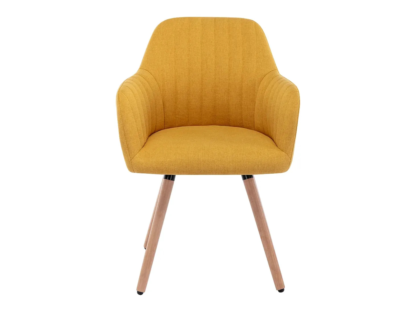 Juego de 2 sillas con brazos - Tela y metal efecto madera - Amarillo - ELEANA