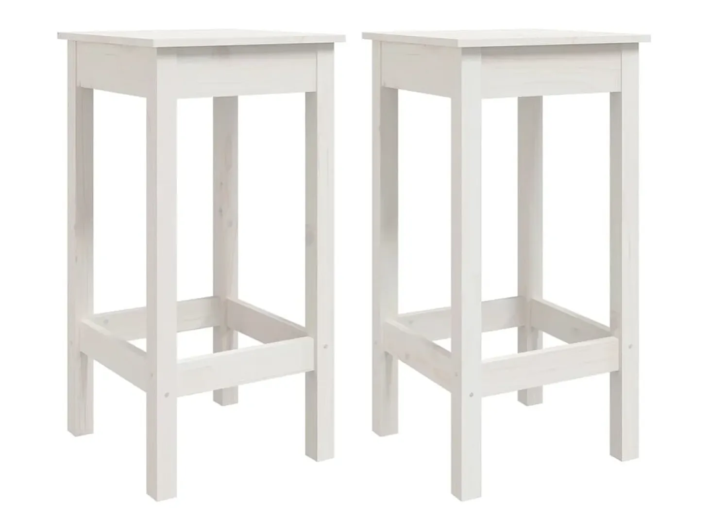 Juego de 2 sillas de bar blancas 40x40x78 cm madera maciza de pino