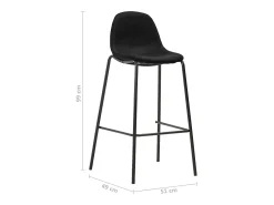 Juego de 4 sillas de bar de tela negra